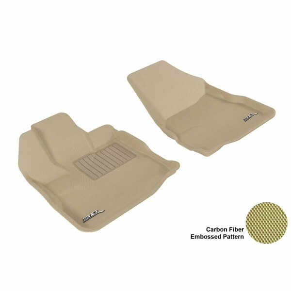 3D Maxpider CHEVROLET EQUINOX/ GMC TERRAIN 2010-2014 KAGU TAN R1 2 HOOKS Floor Mat L1CH01411502